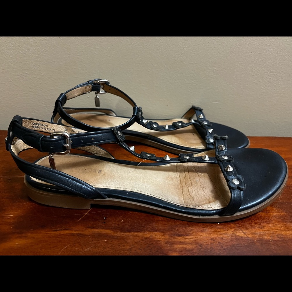Coach 7 Henriette floral rivets sandal navy blue
